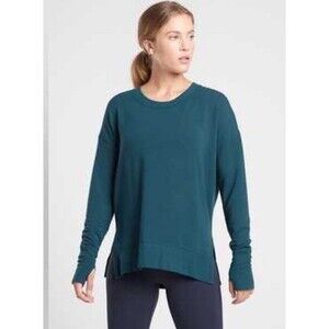 Athleta Modal Coaster Luxe Pullover Crewneck Sweatshirt Blue Size Small